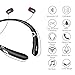 O Osten Design Bluetooth Headphones, Doltech Bluetooth 5.0 Neckband Headphones Noise Cancelling Headset with Carrying Bag Retractable Earbuds Stereo Earphones with Mic (Black)