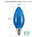 2-Pack Luxrite Straight Tip/Torpedo Style Blue LED Bulb, 4W Filament Bulb, 350 Lumens, E12 Base, UL Listed, 15,000 Hours Life, Great for Any Decoration and Holiday Lights