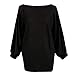 Women Oversized Batwing Knitted Pullover ❤Luca ❤ Loose Sweater (XL, Black)
