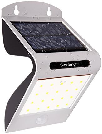 Sinobright 20 LED Wireless PIR Solar Motion Sensor Light Lamp Waterproof Security Lights, Wall Light, Powerful Safelight for Outdoors, Outside Wall, Garden, Patio, Deck, Step, Yard, Pathway, Silver