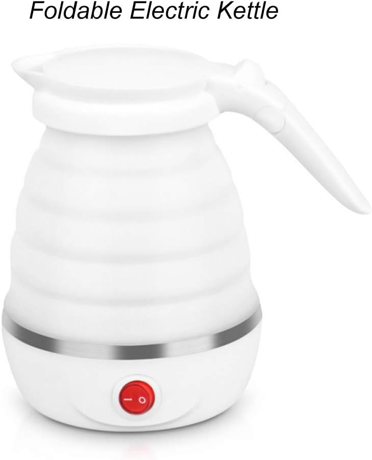 URAURORA Foldable Electric Kettle, Boiled Water Teakettle with Restricted Spout Dual Voltage Automatic Constant Temperature for Hiking Camping Indoor,White