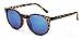 Outray Vintage Round Horned Rim Frame Retro Sunglasses 2201c2 Tortoise Mirror Blue