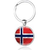 Art Attack Norwegian Flag Soccer Keychain, Norway Norge Noreg Drillos Lions National Football Team Accessories History Party Favor Fan Car Key Chain Ring Pendant Charm (Silver)