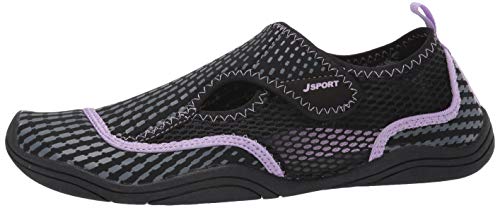 JSport by Jambu Women's Mermaid Water Ready Fisherman Sandal, Black/Lavender, 9.5 M US