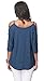 iGENJUN Women's Casual Loose Hollowed Out Shoulder Three Quarter Sleeve Shirts,Blue,S