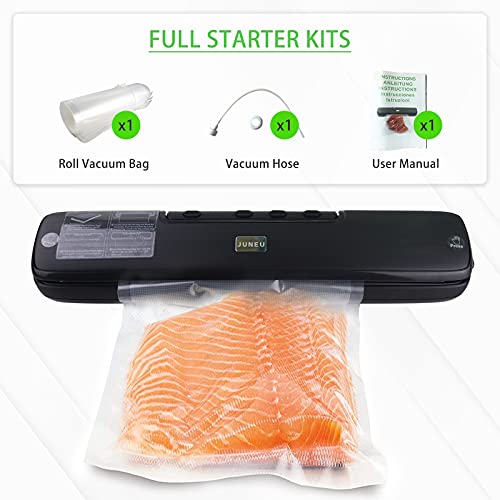 Vacuum Sealer Machine, Automatic Food Saver Machine Air Sealing System with Hose &15 Bags, Dry & Moist Food Modes
