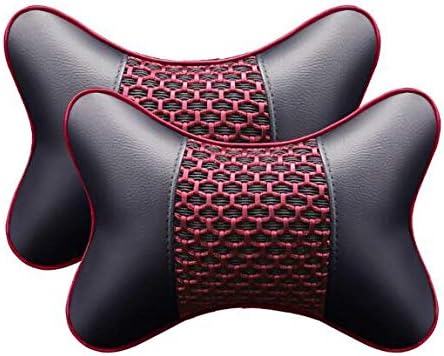 kgftdk 2pcs Car Neck Pillow, Pu Leather Headrests On Both Sides, Suitable For Most Car-filled Fiber Car Pillows.