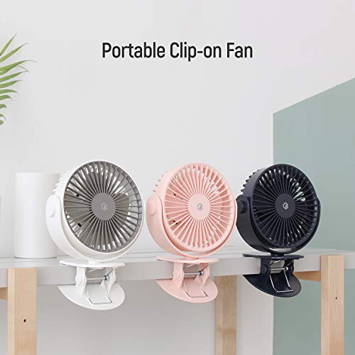 GPEL Clip on Fan, USB Clip Desk Personal Fan, Table Fans, 2 in 1 Applications, Strong Wind, Mini Desk Fan, Small Desktop Fan, 4 Inch 2 Speed Portable Cooling Fan USB Powered by Net Book, PC, Darkblue