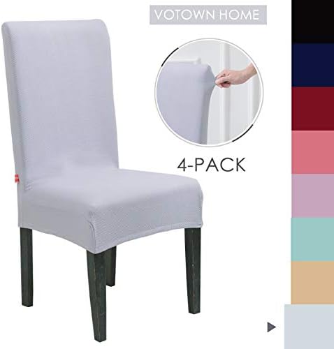 Votown Home Dining Room Chair Slipcovers Spandex Stretch Fabric Home Decor Set of 4, Grey