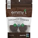 Emmy's Organics Coconut Cookies, Dark Cacao, 6 oz (Pack of 2) | Gluten-Free Organic Cookies, Vegan, Paleo-Friendly