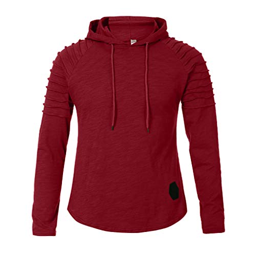 2019 Newest Short Sleeve T-Shirt for Mens Casual Slim Fit Hoodie Top Summer Boy O-Neck Pleats Raglan Cotton Blouse