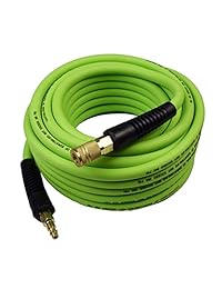 YOTOO Manguera de aire híbrida 3 8" por 50 pies 300 PSI resistente, ligera, resistente a los torceduras, flexible para todo tipo de clima con acoplador rápido industrial de 1 4", restrictores de dobladillos, verde