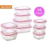 WonderVeg Glass Food Storage Containers - 18 Piece - BPA Free - Dishwasher Safe - Oven Safe - Airtight Seal - Reusable Food Container Set - Use for Home, Kitchen and Restaurant