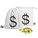 Bonison Halloween Money Sign Candy Bag Sack with Dollar Mark, Perfect for Kids, Teens Trick and Treat. (Money Bag 6 Pc)