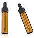 MagnaKoys 2 Dram 1/4 oz Amber Glass Vials w/Straight Black Bulb Eye Glass Droppers for Essential Oils & Liquids (Pack of 2)