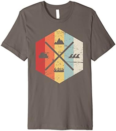 Mens PREMIUM | Retro Four Elements T-Shirt Medium Asphalt