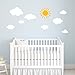 DECOWALL DWG-707WY Sun and Clouds Graphic Kids Wall Stickers Wall Decals Window Stickers Peel and Stick Wall Stickers for Kids Nursery Bedroom Living Room (White_707WY)