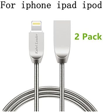 Kabel Leader (2 pack) Metal USB Lightning Cable Fast Charging &amp; Data Transfer Cable (3.3 ft) Compatible with 7/6s/6/5s/5/SE, iPad Pro/Air/Mini, iPod