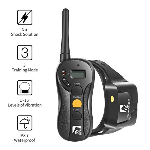 Paws Furlosophy No Shock Dog Collar – Dog Training Collar with Remote, 650 Yard Remote Control Dog E Collar with Buzzing, 16 Levels of Vibration, LED Backlights, 100% Waterproof (for 1 Dog)