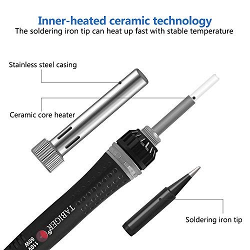TABIGER Soldering Iron, Electric Soldering Iron, 60W 110V, Adjustable Temperature Welding Tool with ON/OFF Switch, Power Indicator Light for Variously Repaired Usage - Thumbnail 2