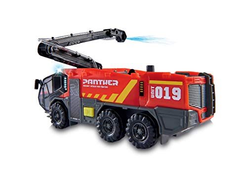 Dickie Toys 203714012 Flughafenfeuerwehr-203714012 Flughafenfeuerwehr, Rosenbauer, beweglicher Löscharm, Licht & Sound… – Bild 5