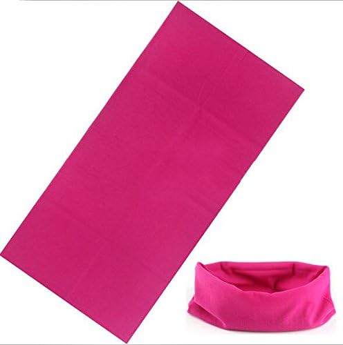 LEFV 16-in-1 Headband Solid Color Versatile Magic Scarf Tube Headwear Seamless Neck Gaiter Balaclava Helmet Liner Face Mask for Outdoor Sports Activity (Hot Pink)