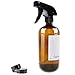 16oz Empty Amber Boston Spray Bottles (2 Pack) - Refillable Container with Trigger Sprayers, Caps and lables, Glass Bottle for Essential Oils, Cleaning, Room Spritzers or Aromatherapy by THETIS Homes