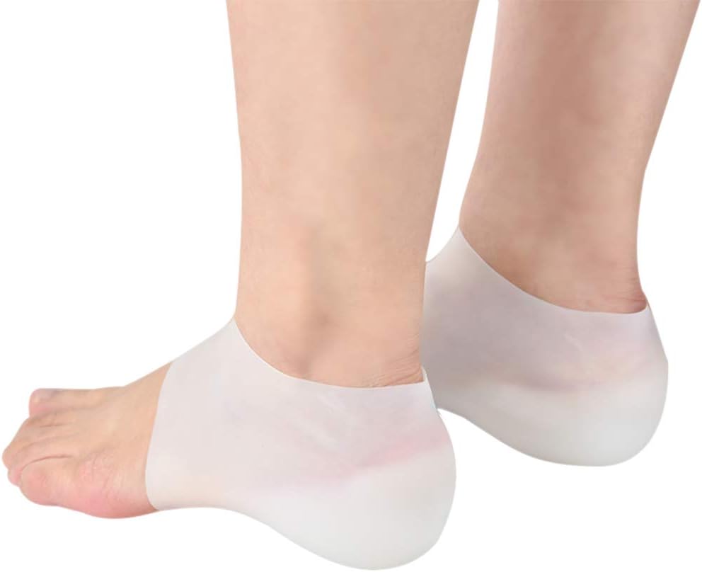 Tincocen 1 Pair Invisible Height Lift Heel Pad Sock Liners Increase Insole Pain Relieve Silicone Gel Inserts Socks for Women Men
