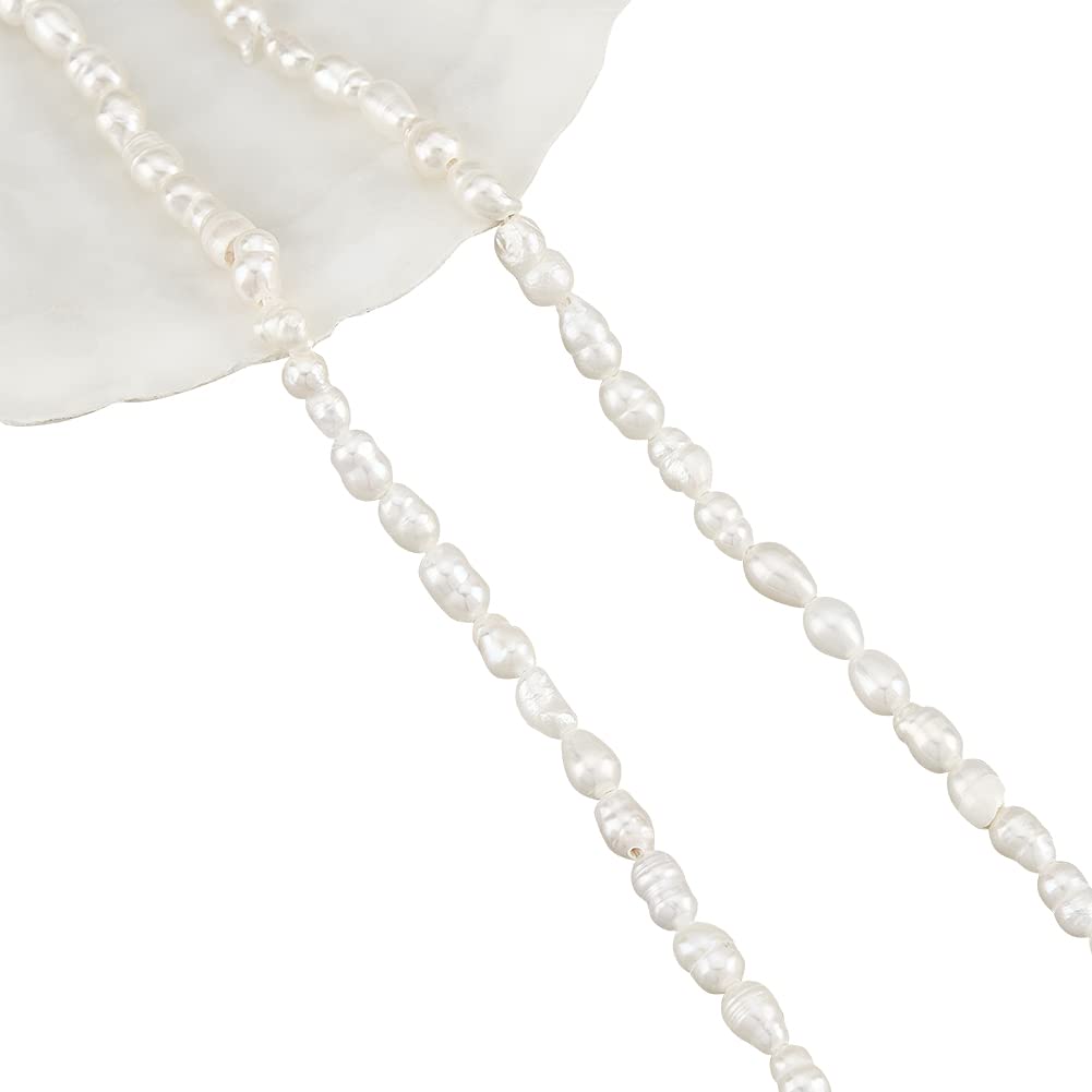 NBEADS 65 Pcs Natural Cultured Freshwater Pearl Beads, 3~4mm Mini White Rice Pearl Beads for Jewelry Craft Making, Hole 0.6mm