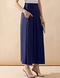 DOUBLJU Casual High Waisted Maxi Skirts with Pocket