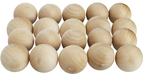 2" Wooden Round Ball, Bag of 20 Unfinished Natural Round Hardwood Balls, for Crafts and DIY Projects (Bag of 20 with Carrying Pouch)