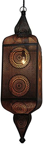 Northlight 35" Black and Gold Moroccan Style Hanging Lantern Ceiling Light Fixture