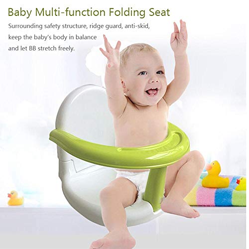 Lesgos Premium Baby Bath Seat, Multi-Function Folding Seat Bathroom Anti-Skid Safety Chair Foldable Infant Shower Bathtub Seat for Sit Up Bathing with Backrest Support