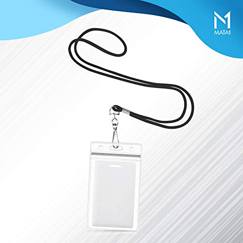 Mata1 Lanyards (100 Pack, Black), Economy ID Lanyards Bulk, Business Card Lanyards, ID Card Holder Lanyards for Employees and Students, Round 36" with Swivel Hook