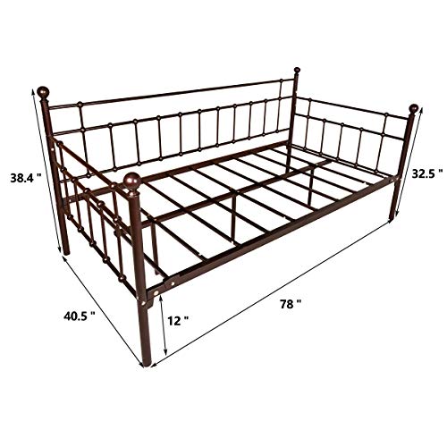 Metal Daybed Frame Twin Steel Slats Platform Base Box