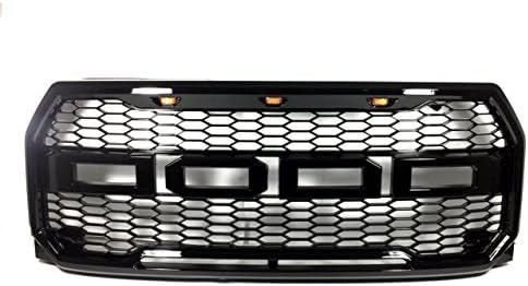 2015-2016-2017 FORD F-150 FRONT HOOD BUMPER GRILLE GRILL RAPTOR STYLE LED AMBER LIGHT INCLUDED
