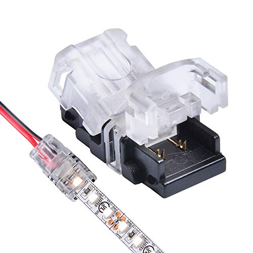 QIJIE 3528 LED Strip Connector 8mm 2 Pin for Non-waterproof and Silicon Waterproof (Not PU and Epoxy) Tape Light, Efficient Wire To Board Terminal Splicer,No Wire,10 PCS