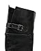 Breckelles BD49 Women Crinkle Leatherette Round Toe Riding Thigh High Boot - Black