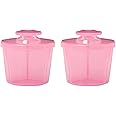 Dr. Brown's Baby Formula Dispenser with Snap-On Lid for On-The-Go Feedings,Milk Powder Dispenser for Traveling with Infant,Pink Pack of 2