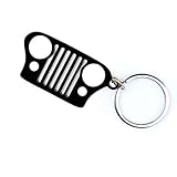 EVAPLUS Car Key Chain Keychain Key Ring for Jeep Wrangler Accessories Enthusiasts-Jeep Front Grill Design and Stainless Steel Material with 4 Colors (Black)