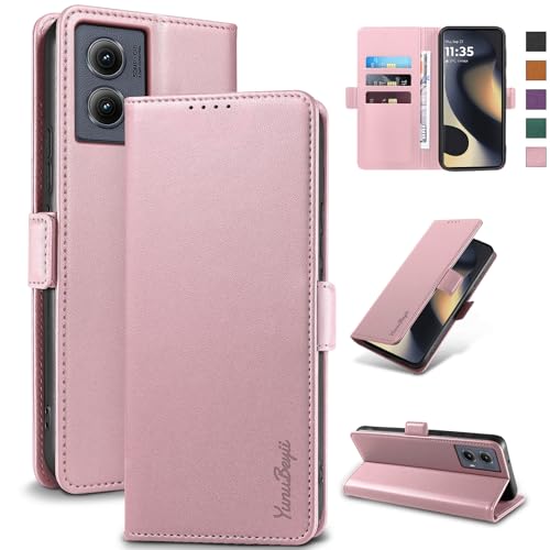 Yunubeyii Wallet Klapphülle für Motorola Edge (2024) - [RFID-Blockierung] Luxuriöses PU-Leder Kartenhalter Magnetische Handyhülle mit Ständer, Stoßfes