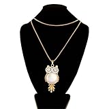 Jovana Retro Big Eye Owl Pendant Design Necklace(Gold)
