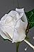 White Silk Rose Flower Boutonniere with Cream Ribbon High End Quality