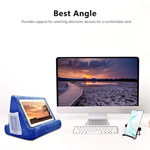 Soft Pad Pillow Stand Holder Tablet Mobile Phone Pillow Lap Stand Multi-Angle Reading Support Pillow Stand Suitable for Tablet Computer Ereader Smart Phone and Books (Blue)