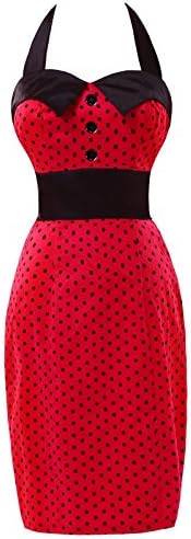 Threeseasons Women Red Rockabilly Halter Neck Cocktail Party Dresses (16)