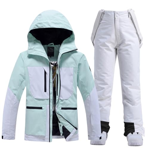 Hotian Damen Ski Jacke Und Hosen 2 Teilig Set Skianzug Damen Wasserdicht Winddicht Winter Outdoor Warme Skifahren Skibekleidung Damen Set 167 Gr+Wt L
