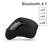 JUNWER Mini Bluetooth Earbud, in Ear V4.1 Wireless Bluetooth Headset with Mic Hands-Free Calling Headphone for Smartphones (Black)