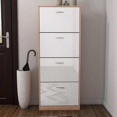 Torino Tall 4 Drawer Shoe Cabinet In Two Tone 12 Pairs Amazon