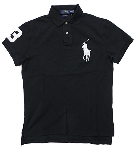 Polo Ralph Lauren Men s Custom Fit Big Pony Logo Polo Shirt (M, Polo Black/White)