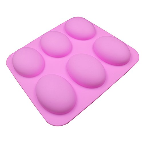BAKER DEPOT silicone Mold For Handmade Soap 6 Cavity Goose egg Design Pink Color